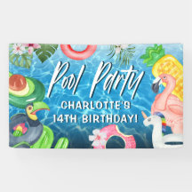 Zomerpret Zwembad Feest Verjaardagsbanner
