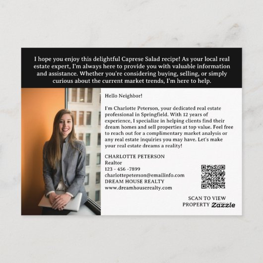 Zomerrecept makelaar of onroerend goed briefkaart (Achterkant)