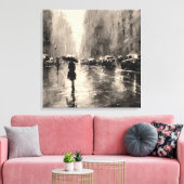 Zomerregen in de stad canvas afdruk (Insitu (Woonkamer))