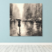 Zomerregen in de stad canvas afdruk (Insitu (Houten vloer))