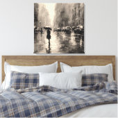 Zomerregen in de stad canvas afdruk (Insitu (Slaapkamer))