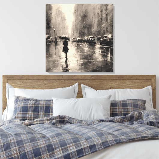 Zomerregen in de stad canvas afdruk (Insitu (Slaapkamer))