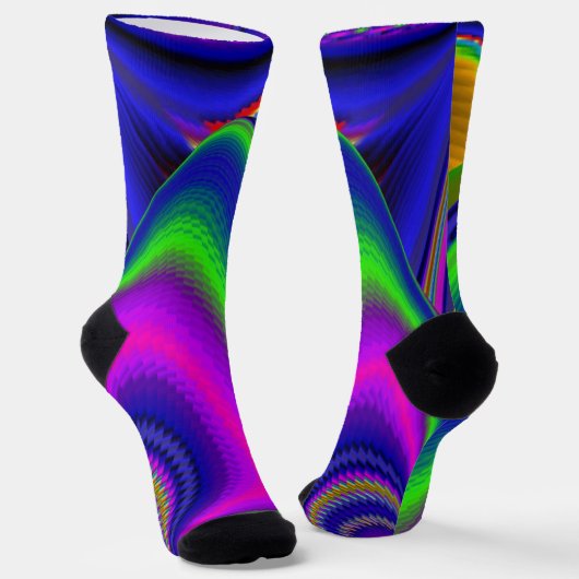 Zomerregenboog, Abstracte 3D Regenboogkunst Sokken (Gebogen)