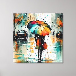 Zomerregens in de stad 2 canvas afdruk