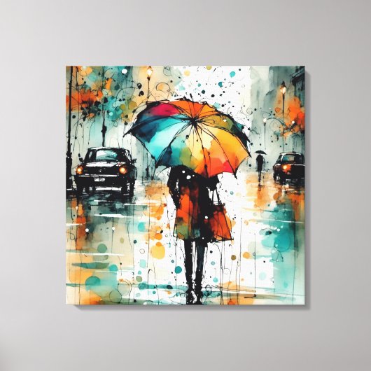 Zomerregens in de stad 2 canvas afdruk (Voorkant)