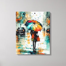 Zomerregens in de stad 2 canvas afdruk