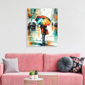 Zomerregens in de stad 2 canvas afdruk (Insitu (Woonkamer))
