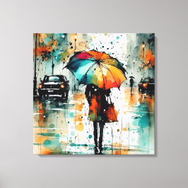 Zomerregens in de stad 2 canvas afdruk