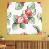 Zomerrijpe aardbeien: Waterverf roze Canvas Afdruk (Insitu (Woonkamer))