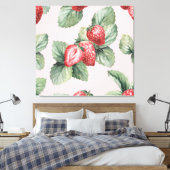 Zomerrijpe aardbeien: Waterverf roze Canvas Afdruk (Insitu (Slaapkamer))