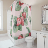 Zomerrijpe aardbeien: Waterverf roze Douchegordijn (In situ)