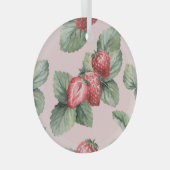 Zomerrijpe aardbeien: Waterverf roze Glas Ornament (Voorkant Rechts)