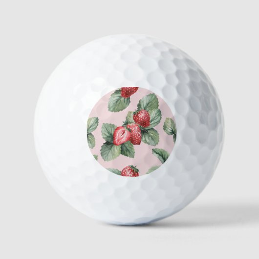 Zomerrijpe aardbeien: Waterverf roze Golfballen (Voorkant)