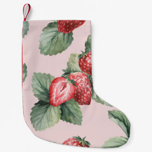 Zomerrijpe aardbeien: Waterverf roze Kleine Kerstsok