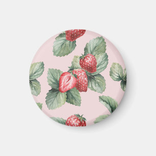 Zomerrijpe aardbeien: Waterverf roze Magneet