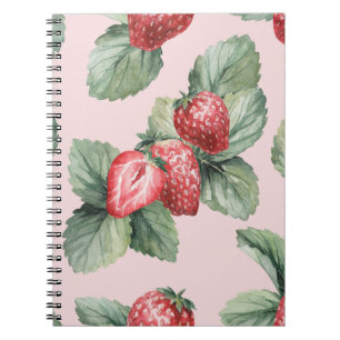 Zomerrijpe aardbeien: Waterverf roze Notitieboek
