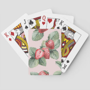 Zomerrijpe aardbeien: Waterverf roze Pokerkaarten