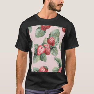 Zomerrijpe aardbeien: Waterverf roze T-shirt
