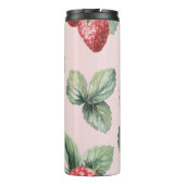 Zomerrijpe aardbeien: Waterverf roze Thermosbeker (Achterkant)