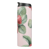 Zomerrijpe aardbeien: Waterverf roze Thermosbeker (Geroteerd rechts)