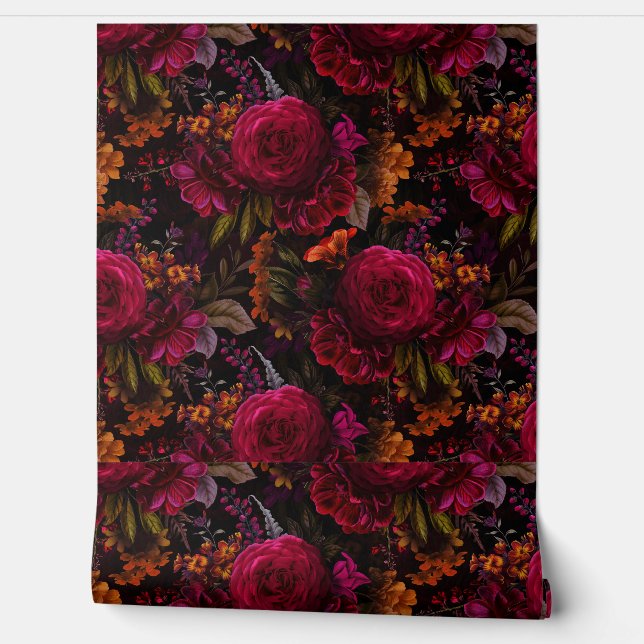  Zomerromantiek Maximalisme Moody Floral Behang (Afrollen)