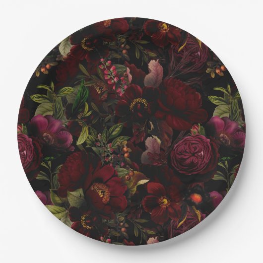  ZomerromantiekMaximalisme Moody Floral Papieren Bordje (Voorkant)