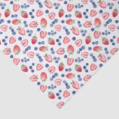 Zomerrood Wit Blauw Aardbeien Blauwe bessen Tissuepapier (Detail)