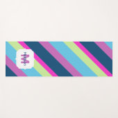 Zomerroze blauwe roze limoen kleurige lijnen Monog Yogamat (Voorkant (horizontaal))