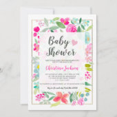 Zomerroze bloemengoud waterverf baby shower kaart (Voorkant)