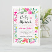 Zomerroze bloemengoud waterverf baby shower kaart (Staand voorkant)