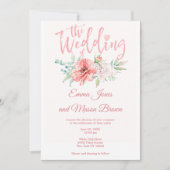 Zomerroze koraalmunt florale typografie Weddenscha Kaart (Voorkant)