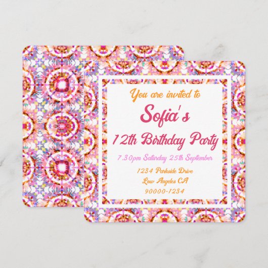  zomerroze Paarse  van Girl Kaart (Voorkant / Achterkant)