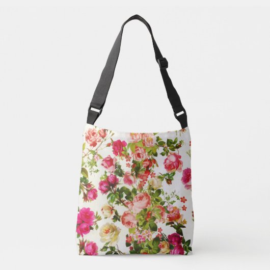 zomerroze pinda ' s bloemen crossbody tas (Voorkant)