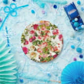  zomerroze pinda ' s bloemen papieren bordje (Feest)