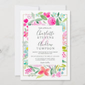 Zomerroze waterverf bruiloft kaart (Voorkant)