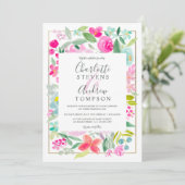 Zomerroze waterverf bruiloft kaart (Staand voorkant)