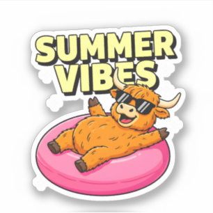 Zomers gevoel met hooglanders koe zonnebril sticker