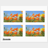 Zomers gevoel van wilde oranje bloemen. rechthoekige sticker (Vel)