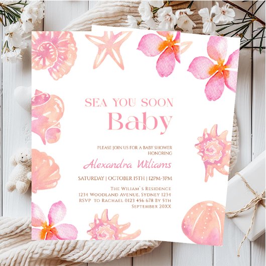 Zomers Strandschelp Babyshower Kaart