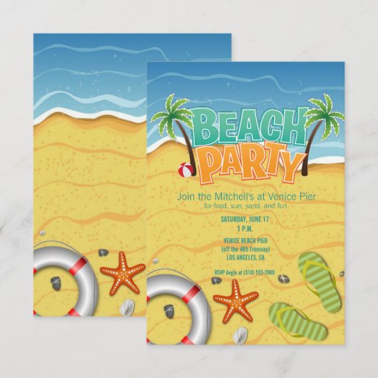 zomers strandwedstrijd kaart (Voorkant / Achterkant)
