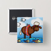 zomerschaap vierkante button 5,1 cm (Voorkant /achterkant)