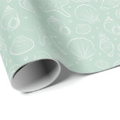 Zomerschelp Kust Nautisch Boho Strand Munt Cadeaupapier (Rol Hoek)