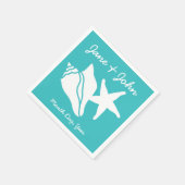 Zomerschelpen in Turquoise servetten (Hoek)