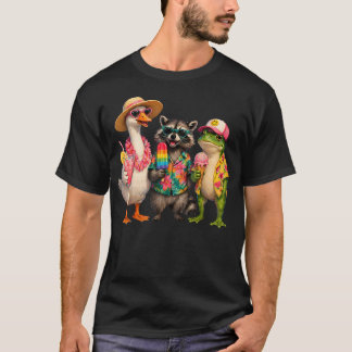 Zomerse bende grappige vakantie gans wasbeer kikke t-shirt