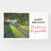 Zomerse Boerderij Scene In Helder Zonlicht Verjaar Spandoek (Horizontaal)