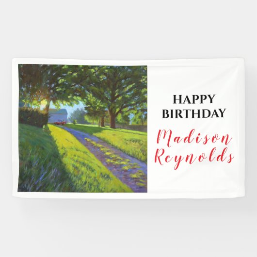 Zomerse Boerderij Scene In Helder Zonlicht Verjaar Spandoek