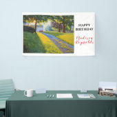 Zomerse Boerderij Scene In Helder Zonlicht Verjaar Spandoek (Beurs)