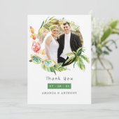Zomerse bruiloft foto bedankkaart (Staand voorkant)