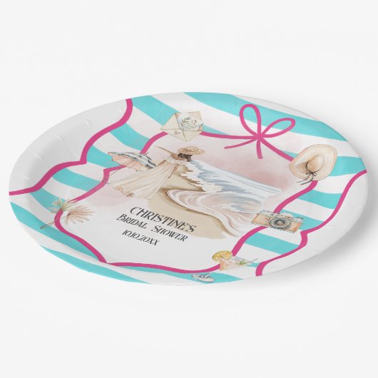 Zomerse Chic Beach en Waves Vrijgezellenfeest Papieren Bordje (Gekanteld)