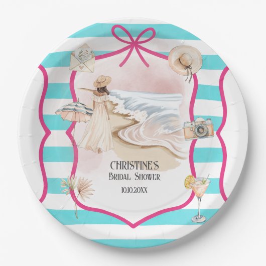 Zomerse Chic Beach en Waves Vrijgezellenfeest Papieren Bordje (Voorkant)